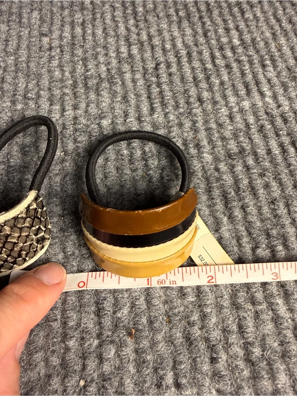 Vintage EVE REID Ponytail Cuffs Set of 2 Faux Snakeskin Striped Retro Hair Ties